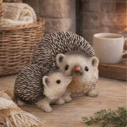 Gifts Direct 2 U Rustic Hedgehog Ornament Mother & Baby Figurine - thumbnail 2