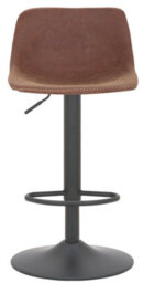 Lamboro Antico Faux Leather Kitchen Bar Stool, Matt Black Stem & Base, Adjustable Gas Lift With Backrest, Breakfast Bar Stool - Brown - thumbnail 4