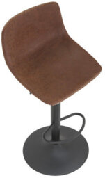 Lamboro Antico Faux Leather Kitchen Bar Stool, Matt Black Stem & Base, Adjustable Gas Lift With Backrest, Breakfast Bar Stool - Brown - thumbnail 7