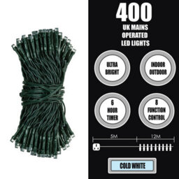Christmas Lights 400 Led 12M Xmas Tree Lights Fairy Lights Cool White - thumbnail 2