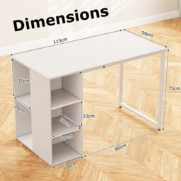 Costway 115 X 59 Cm Computer Desk Modern Home Office Desk With Storage Shelves-White - thumbnail 3