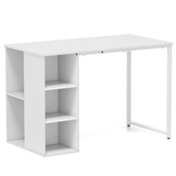 Costway 115 X 59 Cm Computer Desk Modern Home Office Desk With Storage Shelves-White - thumbnail 2