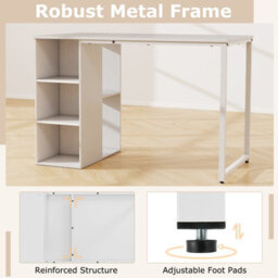 Costway 115 X 59 Cm Computer Desk Modern Home Office Desk With Storage Shelves-White - thumbnail 7