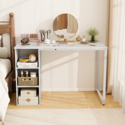 Costway 115 X 59 Cm Computer Desk Modern Home Office Desk With Storage Shelves-White - thumbnail 5