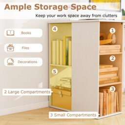 Costway 115 X 59 Cm Computer Desk Modern Home Office Desk With Storage Shelves-White - thumbnail 6