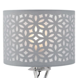 First Choice Lighting Set Of 2 Chrome Tripod Table Lamps With Grey Laser Cut Shades - thumbnail 4