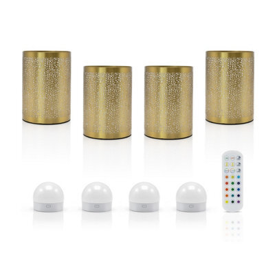Auraglow Omniance Seraphine Rechargeable Wireless Table Lamp With Remote - Brass - 4 Lamps, 4 Light Sources, 1 Remote - image 1