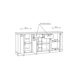 Furniture To Go Wensley 4 Door 1 Drawer Sideboard In Light Grey And Oak - thumbnail 9