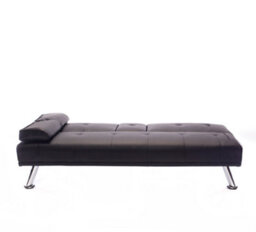 Mattress Guru Faux Leather Folding Sofa Bed With Cup Holders Cinema Style, Black - thumbnail 4