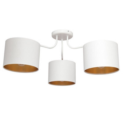 Luminosa Lighting Luminosa Alba Multi Arm Semi Flush Ceiling Light White, Gold 65Cm