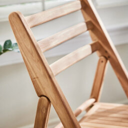 Dibor Wooden 3Pc Bistro Set Teak Slatted Wooden Folding Indoor Furniture Coffee Table And Chair Set - thumbnail 6