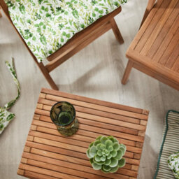 Dibor Wooden 3Pc Bistro Set Teak Slatted Wooden Folding Indoor Furniture Coffee Table And Chair Set - thumbnail 5