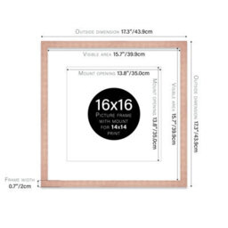 "16X16"" Bronze Picture Frame - 16X16"" Square Frame With 14X14"" Mount For 16X16""/14X14"" Pictures Art Deco Style Room Decor, 1 Pack" - thumbnail 2