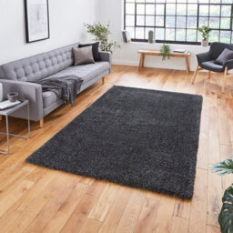 Dark Grey Plain Shaggy Modern Plain Easy To Clean Soft Rug For Dining Room -160Cm X 220Cm - thumbnail 1