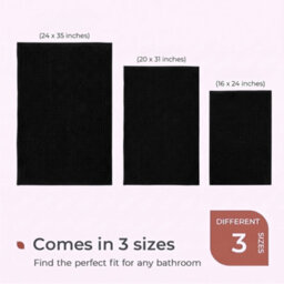 Moonlight Bedding Plush Chenille Bathroom Floor Mat Non-Slip Quick-Dry Absorbent Bathroom & Doorway Shower Rug Black 50X80 Cm - thumbnail 6