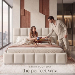 Tectake Upholstered Bed Set With Mattress, 2 Firmness Levels, 250 Kg 180 X 200 Cm -  30 Cm -  Velvet Look Sand - thumbnail 9
