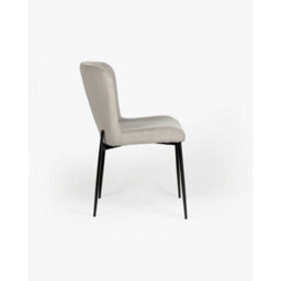 Evre Light Grey Freddie Dining Chairs Set Of 2, Upholstered, Corduroy, Stain-Resistant, Metal Frame, Non-Marking Foot  - 9 Colours - thumbnail 2