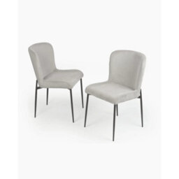 Evre Light Grey Freddie Dining Chairs Set Of 2, Upholstered, Corduroy, Stain-Resistant, Metal Frame, Non-Marking Foot  - 9 Colours - thumbnail 1