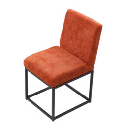 Living And Home Set Of 2 Orange Chenille Upholstered Dining Chairs With Black Metal Legs - thumbnail 5