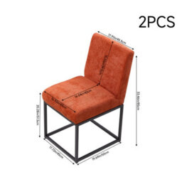 Living And Home Set Of 2 Orange Chenille Upholstered Dining Chairs With Black Metal Legs - thumbnail 7