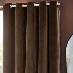 Yard Heavy Chenille Velvet Room Darkening Eyelet Curtain Pair Brown (W)168Cm X (D)137Cm - thumbnail 2