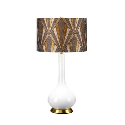 Luminosa Lighting Luminosa Milo Table Lamp With Round Shade, Aged Brass, White, Grey, Brass - image 1