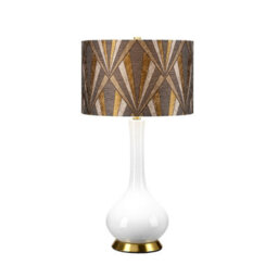 Luminosa Lighting Luminosa Milo Table Lamp With Round Shade, Aged Brass, White, Grey, Brass - thumbnail 1