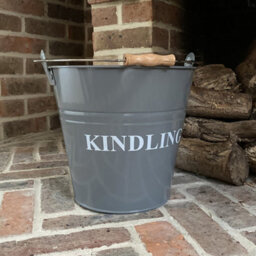 Selections Large Metal Fireside Fireplace Kindling Bucket In French Grey