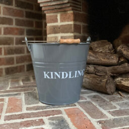 Selections Large Metal Fireside Fireplace Kindling Bucket In French Grey - thumbnail 3