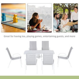 Wyld Haus Niseso 7-Piece Outdoor Dining Set - White Metal, Light Grey Mesh - thumbnail 7
