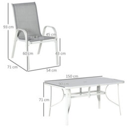 Wyld Haus Niseso 7-Piece Outdoor Dining Set - White Metal, Light Grey Mesh - thumbnail 4