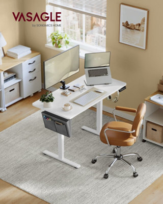 LEDREM Electric Standing Desk, Height Adjustable Desk, 60 X 120 X (72-120) Cm, 4 Memory Heights, Storage Pocket, Cloud White - image 1