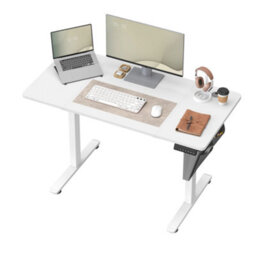 LEDREM Electric Standing Desk, Height Adjustable Desk, 60 X 120 X (72-120) Cm, 4 Memory Heights, Storage Pocket, Cloud White - thumbnail 3