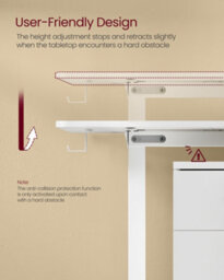 LEDREM Electric Standing Desk, Height Adjustable Desk, 60 X 120 X (72-120) Cm, 4 Memory Heights, Storage Pocket, Cloud White - thumbnail 7