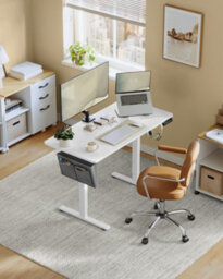 LEDREM Electric Standing Desk, Height Adjustable Desk, 60 X 120 X (72-120) Cm, 4 Memory Heights, Storage Pocket, Cloud White - thumbnail 4