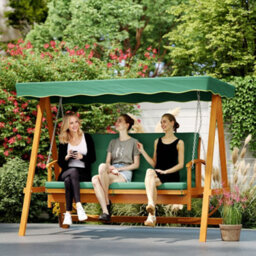 Outsunny 3 Seater Wooden Garden Swing Chair Seat Hammock Bench Lounger Bed - thumbnail 8