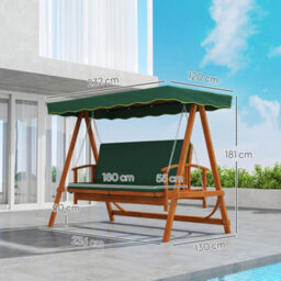 Outsunny 3 Seater Wooden Garden Swing Chair Seat Hammock Bench Lounger Bed - thumbnail 3