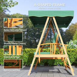 Outsunny 3 Seater Wooden Garden Swing Chair Seat Hammock Bench Lounger Bed - thumbnail 6