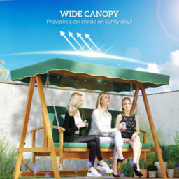 Outsunny 3 Seater Wooden Garden Swing Chair Seat Hammock Bench Lounger Bed - thumbnail 5