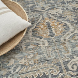 Navy Traditional Abstract Floral Rug Easy To Clean Dining Room-259Cm X 345Cm - thumbnail 6
