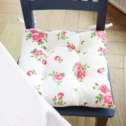 Dibor Set Of 2 Vintage Style Pink Floral Indoor Furniture Dining Chair Seat Pad Cushions - thumbnail 2