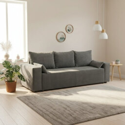 Sofa Bed With Storage Wooden Legs Polyurethane Foam Wave Springs Upholstered Living Room Sofa Dark Grey - thumbnail 1