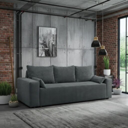 Sofa Bed With Storage Wooden Legs Polyurethane Foam Wave Springs Upholstered Living Room Sofa Dark Grey - thumbnail 2
