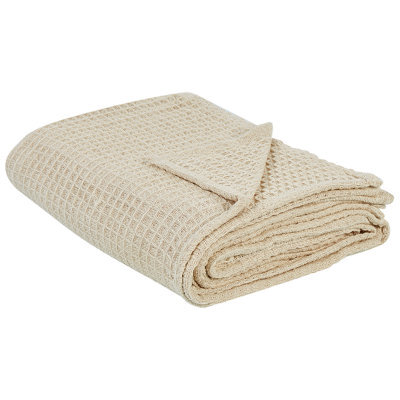 Beliani Bedspread Chagyl Cotton 220 X 240 Cm Beige - image 1