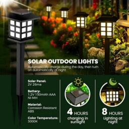 12 Pack Led Solar Lights Outdoor Waterproof, 10H Lighting For Garden, Path, Yard, Pati - thumbnail 6