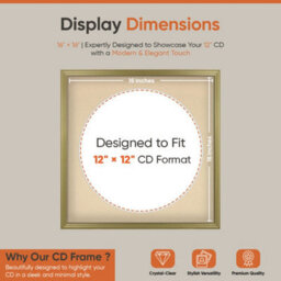 "16X16"" Gold Classic Vinyl Record Frame With Ivory Mount For 12 Inch Lp Disc - Ak Frames" - thumbnail 2