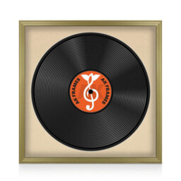 "16X16"" Gold Classic Vinyl Record Frame With Ivory Mount For 12 Inch Lp Disc - Ak Frames"