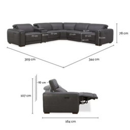 Aiden & Ivy Karson Dark Grey Leather Sectional Sofa Top Grain Leather, 3 Power Recliners With Power Headrests, Storage Console - thumbnail 2
