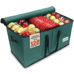 Pelle & Sol Christmas Bauble Storage Box 128-Ornament Capacity, Grey, Tear-Proof Fabric With Dividers For Tree Decorations - thumbnail 8