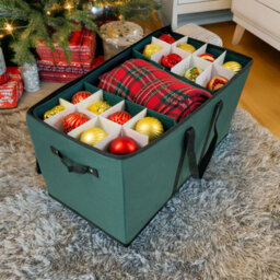 Pelle & Sol Christmas Bauble Storage Box 128-Ornament Capacity, Grey, Tear-Proof Fabric With Dividers For Tree Decorations - thumbnail 7